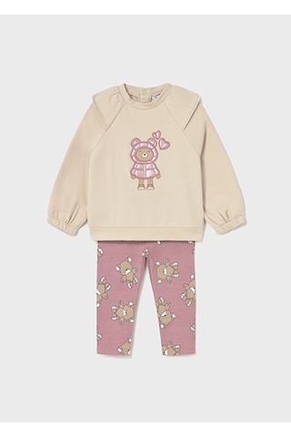 Mayoral Pembe Kız Bebek Sweatshirt Ve Desenli Tayt Takım 2741 Pembe