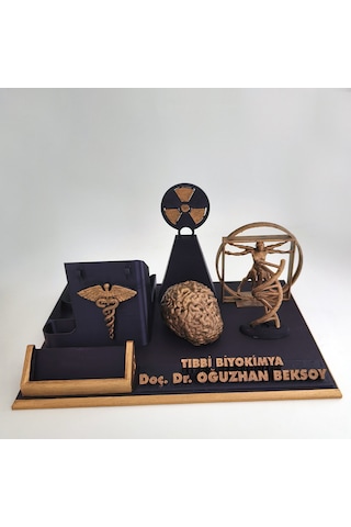 Kişiye Özel Biyokimya Uzmanı Masa İsimliği Ve Kartvizitlik Gold - Siyah