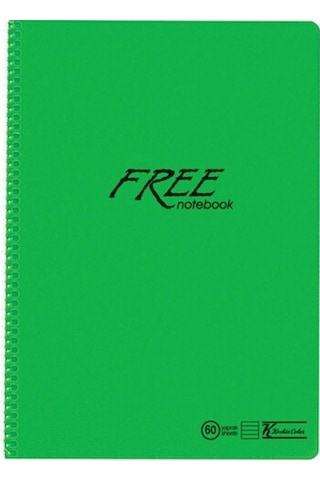 K. Color Free A4 60 Yaprak Çizgili Plastik Kapak Spiralli Defter 1 Adet