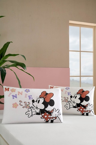 Özdilek Minnie Flowers Disney Lisanslı 2'li Yastık Kılıfı Beyaz