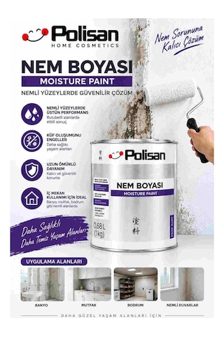 Nem Boyası Beyaz 1 Kg 0,68 Litre İç Ve Dış Cephe Rutubeti Giderir Sararma Yapmaz Kabarmaz Yüksek Beyaz