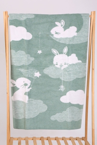 Yumuşak Bebek Çocuk Battaniyesi Mevsimlik 90x100 Cm Yeşil