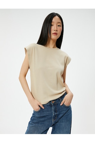 Koton Bisiklet Yaka Tişört Slim Fit Kısa Kollu Bej 4sak50148ek Ekru