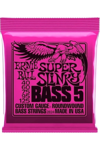 Ernie Ball 2824 Super Slinky 5-String Nickel Wound Bas Gitar Teli (40-125) Ernie Ball 2824 Super Slinky 5-String Nickel Wound Bas Gitar Teli (40-125)