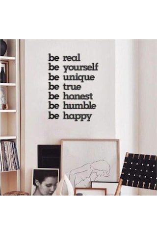 Siyah Be Real Be Yourself Ahşap Mdf Dekoratif Duvar Yazısı-Yeni
