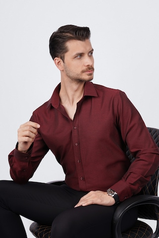 Kraliyet Bordo Slimfit Erkek Gömlek Bordo
