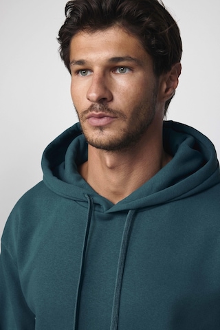 Tudors Oversize Pamuk Kapüşonlu Basıc Petrol Rengi Unisex Sweatshirt-29411-petrol Petrol