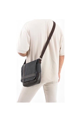 Kanvas Kumaş Tablet Çantası Erkek Postacı Çanta 27 23 Cm Çapraz Askılı Omuz Çantası Antrasit