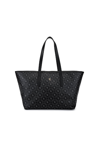 Tamer Tanca Kadın Suni Deri Siyah Desen Kol Çantası 743 2341 Bn Cnt Sk25-26 Sıyah Gfrj Siyah