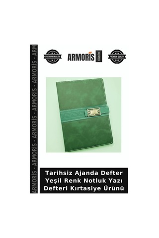 Tarihsiz Ajanda Defter Yeşil Renk Notluk Yazı Defteri Kırtasiye Ürünü Çok Renkli