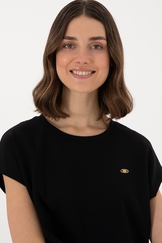 U.S. Polo Assn. Kadın Siyah Crop Bisiklet Yaka Tişört 50305682-VR046