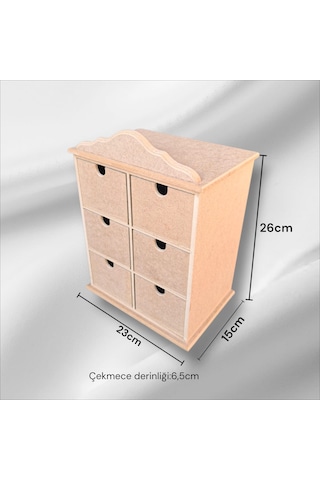 Ahşap Ham Mdf 6 Çekmeceli Takı-makyaj-aksesuar Organizer Kutu