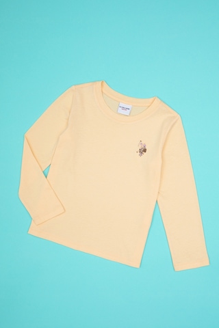 U.S. Polo Assn. Kız Çocuk Sarı Bisiklet Yaka Basic Sweatshirt 50317915-VR053