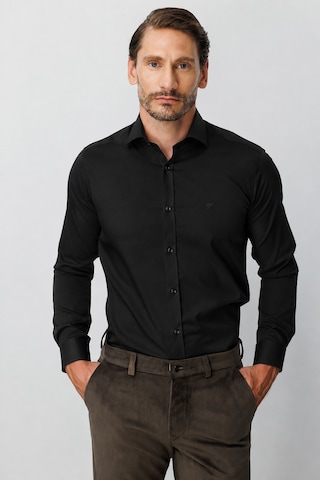 İgs Siyah Regular Fit Geniş Kalıp Klasik Yaka Düz Uzun Kollu Cepsiz Pamuk Non Iron Ütü İstemeyen Gömlek -23969