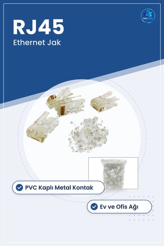 Standart Rj45 Ethernet Jak Network Aksesuarı Pvc Kaplı Metal Kont