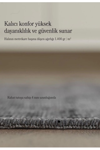 Bohem Tarz Geometrik Desenli Pamuk Taban Antrasit Renk Şönil Kilim