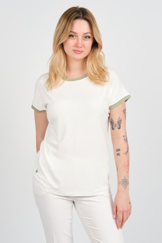 Sistas Kadın Düşük Kollu Aksesuar Detaylı Bisiklet Yaka Bluz 24276 Ekru Ekru