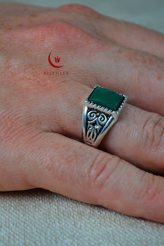 Erkek Taşlı Metal Yüzük Şık Tasarım 40'lı Kutu Gümüş