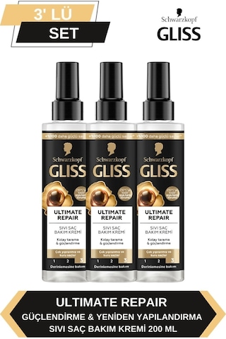 Gliss Ultimate Repair Sıvı Saç Kremi 3 x 200 ML