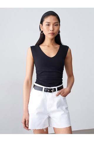 Dilvin 21222 V Yaka Basic Top-siyah