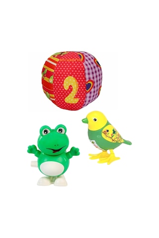 By Caretta Çıngıraklı Kumaş Top + Kurmalı Zıplayan Kurbağa + Kurmalı Zıplay