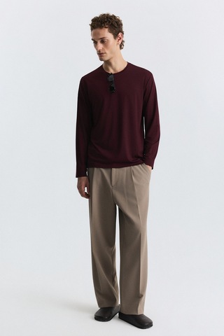 Antioch Relax Fit Uzun Kollu T-shirt Bordo