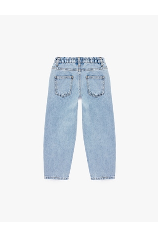 Koton Pamuklu Cepli Rahat Kalıp Düğmeli Balon Form Denim Pantolon Orta İndigo 6smb40014td İndigo