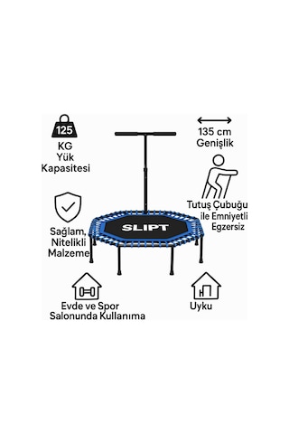 Pekial 135 Cm Profesyonel Tutmalı Step Trambolin, 125 Kg Kapasitesi, Siyah-mavi