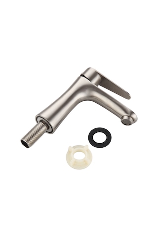 Xurunkeji Havza Lavabo Banyo Musluğu Tezgah Üstü Tek Soğuk Su Havza Musluğu Tuvalet Musluğu Paslanmaz Çelik Küçük Bel GÜMÜŞ