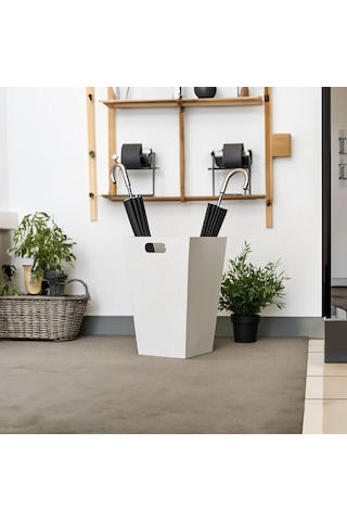 Terraguard Metal Şemsiyelik Paslanmaz - 35.5cm Kıvırcık Paspas Dahil Beyaz Diğer