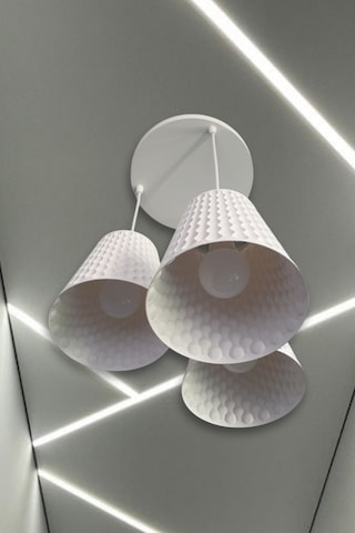 Modern Beyaz 3'lü Sarkıt Avize Petek Desenli Beton Görünümlü Ayarlanabilir Salon Mutfak Avizesi Ofis Diğer