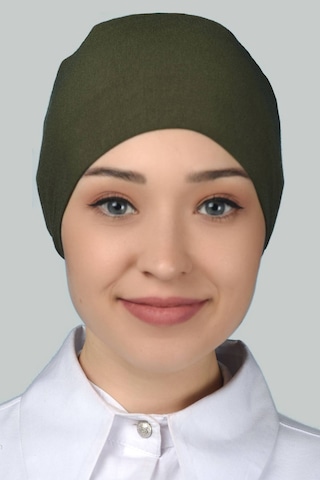 Altobeh Kadın Pratik Dikişsiz Bağcıklı Kaymayan Tesettür Penye Bone - Haki