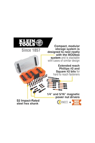 Klein Tools 33801 Darbeli Sürücü Ucu Seti, Proflex, S2 Çelik Phil