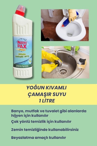 Ultra Yoğun Kıvamlı Çamaşır Suyu Duct Ağızlı 2 X 1lt 2'li Set
