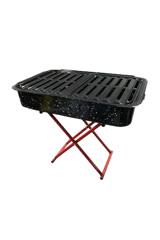 Mobilreyon Portatif Katlanabilir Ayaklı Emaye Mangal Ortaboy-53x35x10-yükseklik 45cm Kutulu Açık Kahverengi