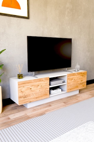 Dora Tv Sehpası, Tv Standı, Televizyon Ünitesi Beyaz - Atlantik Çam