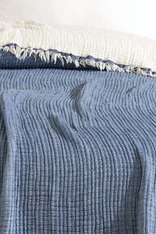 Varol 5 Katlı %100 Pamuk Müslin Yatak Örtüsü 230x240 Cm Lacıvert/cıftkısılık Lacivert