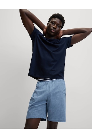 Marks & Spencer Saf Pamuklu 2'li Pijama Altı Seti T07000002 Mavi Mix