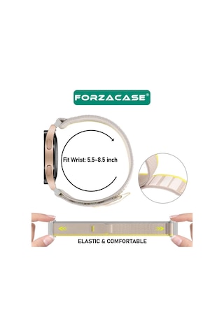 Forzacase Samsung Galaxy Uyumlu Watch Active 2 44mm İçin Cırtlı Hasır Kumaş Kordon Kayış - Fc604 Siyah