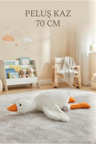 Peluş Kaz 70 Cm Sevimli Ve Konforlu: Uyku Yastığı Ve Sarılma Arkadaşı Dekoratif Oyuncak