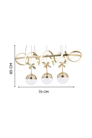 Kumandalı Led Avize Kuzey Yemek Masası 3renk Işıklı Gold