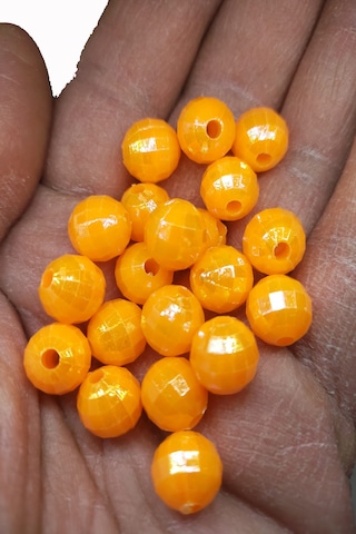 Turuncu Kesme Janjan Boncuk 10 Mm Dar Delik