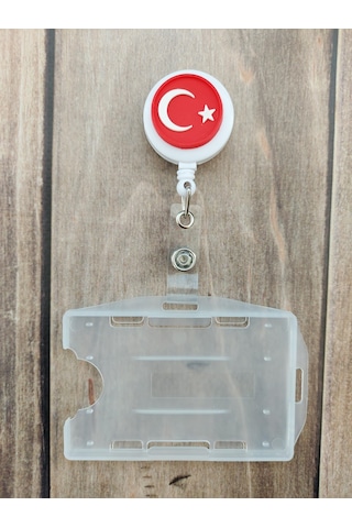 Türk Bayrağı Silikon Yoyo Yaka Kartlığı Yatay Dikey Kart Koruyucu