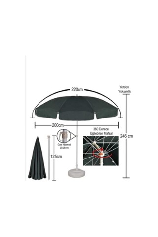 Plaj Balkon Bahçe Piknik Şemsiyesi 220 Cm 10 Telli Çok Sağlam Bidon Hediyeli Sarı