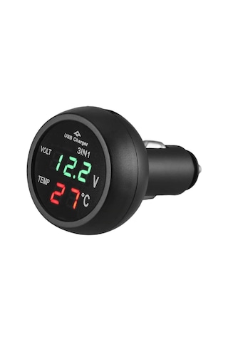 Oto Çakmaklık Usb Şarj Soketi Voltmetre Termometre 12/24V (483544352)