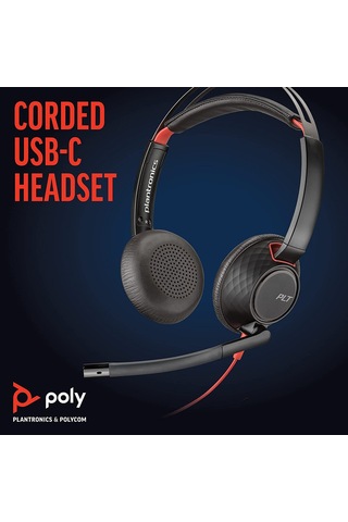 Plantronics Poly Blackwire 5220 USB-C Kulak Üstü Çağrı Merkezi Kulaklığı