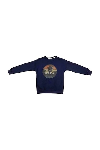 Cantoy Erkek Çocuk İçi Şardonlu Baskılı Sweatshirt-15198 Lacivert
