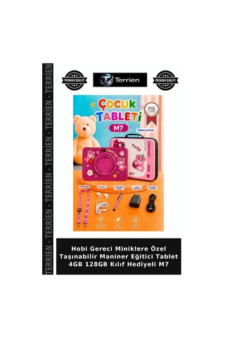Hobi Gereci Miniklere Özel Taşınabilir Maniner Eğitici Tablet 4gb 128gb Kılıf Hediyeli M7