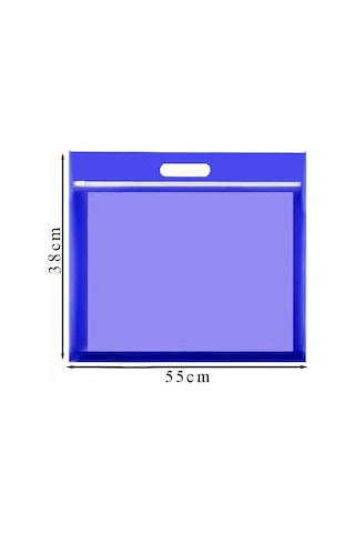 Tr Mavi Plastik Fermuarlı Proje Dosyası 35x50 Cm 1 Adet Tutmaçlı 38x55 Cm Resim Ve Proje Ödev Dosyası El Tutmalı
