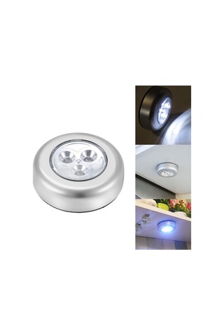 Kablosuz Spot Pilli Dokunmatik Led Lamba 3 Ledli Dolap Lambası 5570 Beyaz